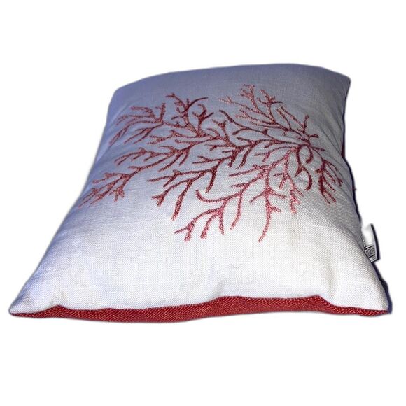 PIER 1 Throw Pillow Nautical Beach Embroidered Coral Pillow Cover 15 x 12 inches - Picture 4 of 10